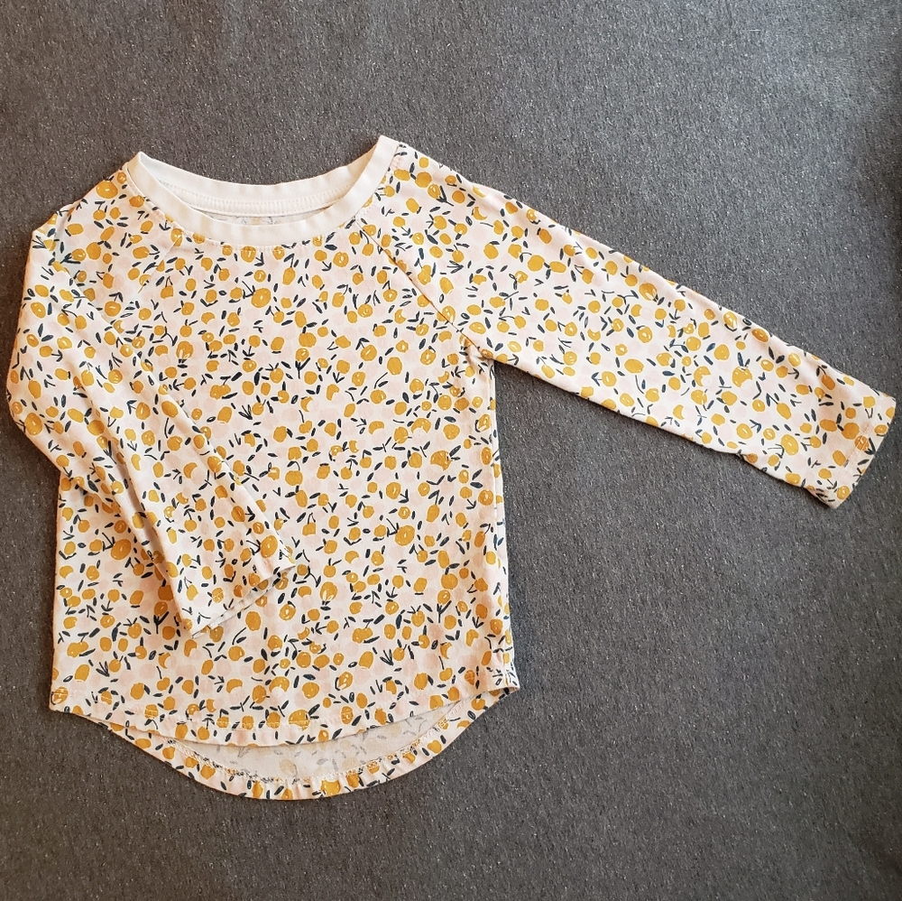 Cat and Jack, 2T girls/non-binary, white long-sleeved shirt with fruity print